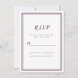 Moderna Tarjeta de RSVP de Boda Morada Minimalista