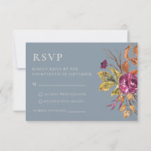 Moderna Tarjeta de RSVP Floral de Boda Otoño Malhu
