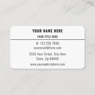 Moderna tarjeta de visita blanca en negro - Su pro