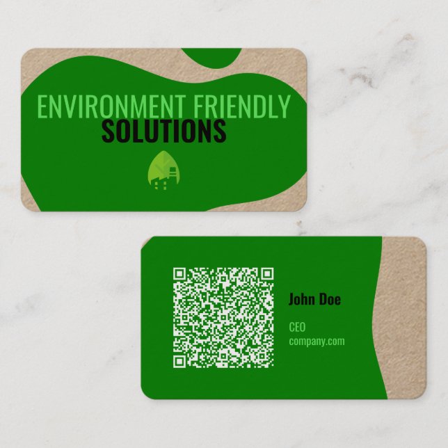 Moderna tarjeta de visita ecológica con código QR (Anverso / Reverso)