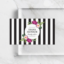 Moderna Tarjeta de visita floral Wreath Striped Sa