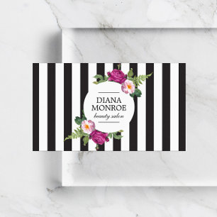 Moderna Tarjeta de visita floral Wreath Striped Sa