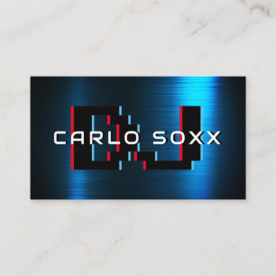 Moderna tarjeta de visita futurista azul faux meta