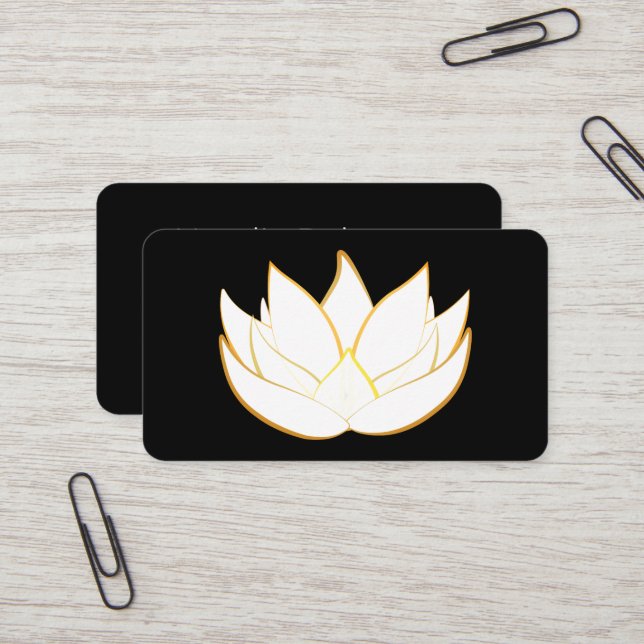 Moderna tarjeta de visita Golden Black Lotus (Anverso/Reverso In Situ)
