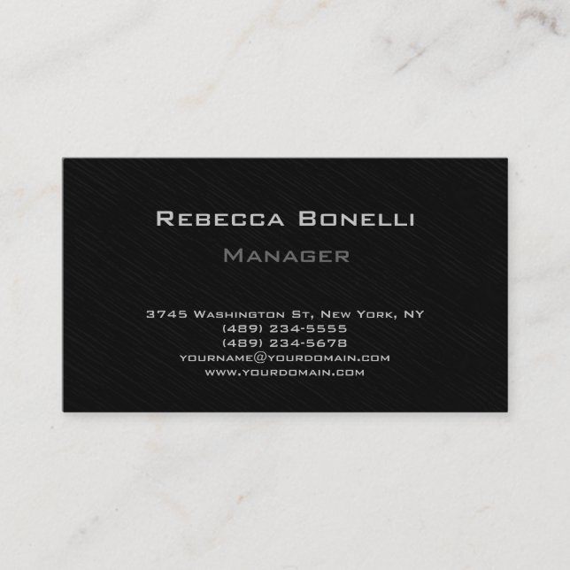 Moderna tarjeta de visita Gris Black Manager (Anverso)
