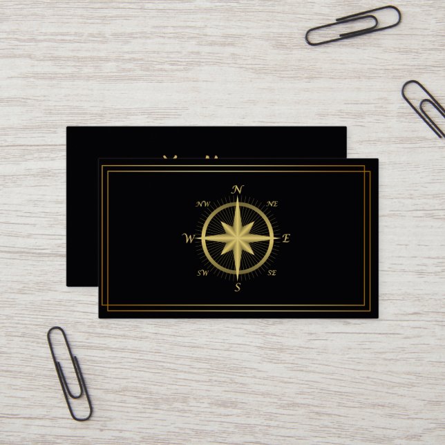Moderna tarjeta de visita náutica de oro para comp (Anverso/Reverso In Situ)