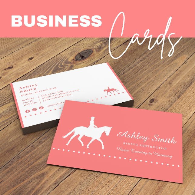 Moderna tarjeta de visita para entrenador de cabal (Modern Trendy Horse Trainer Business Card)