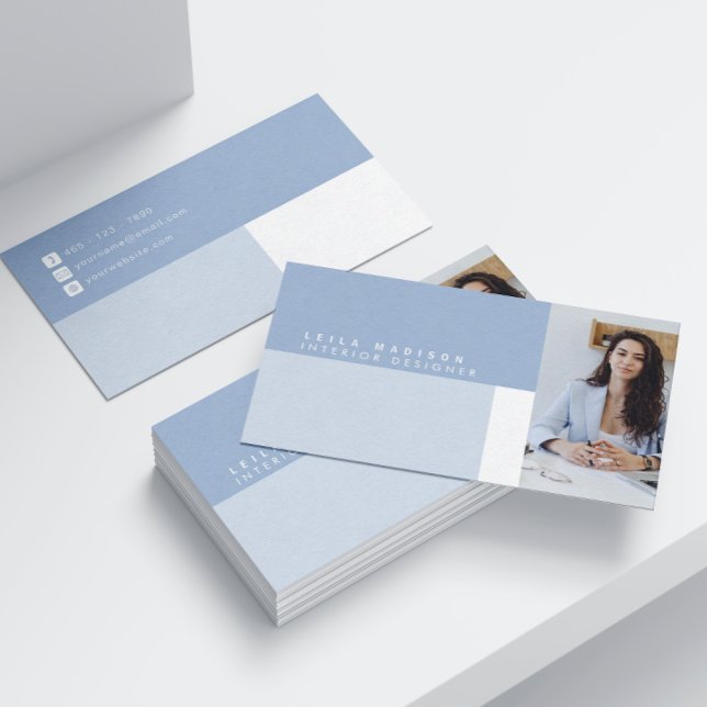 Moderna tarjeta de visita profesional Dusty Blue (Make an impact with these professional business cards, showcasing your brand and credibility.)