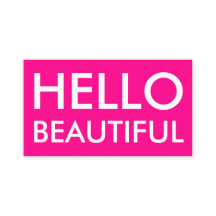 Moderna tarjeta de visita simple rosa hola hermosa