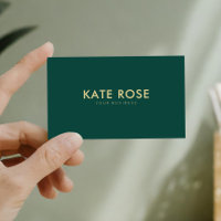 Moderna tarjeta de visita verde esmeralda Minimali