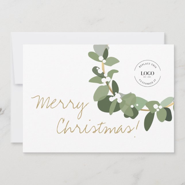 Moderna tarjeta navideña Wreath Green Holiday Card (Anverso)