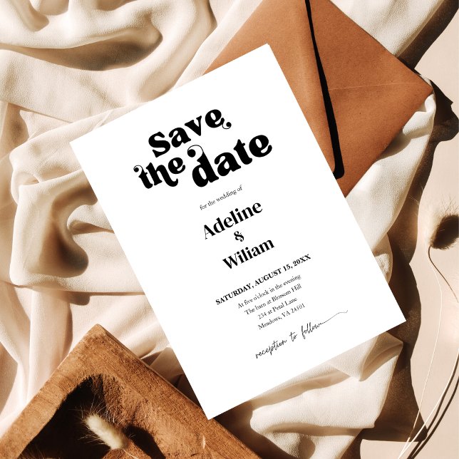 Moderna Tarjeta Negra de Anuncio de Boda con Foto (Subido por el creador)