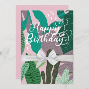 Moderna tarjeta plana elegante floral feliz cumple