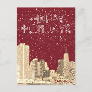 Moderna tarjeta postal elegante de Chicago City Sk
