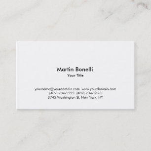Moderna tarjeta profesional blanca simple
