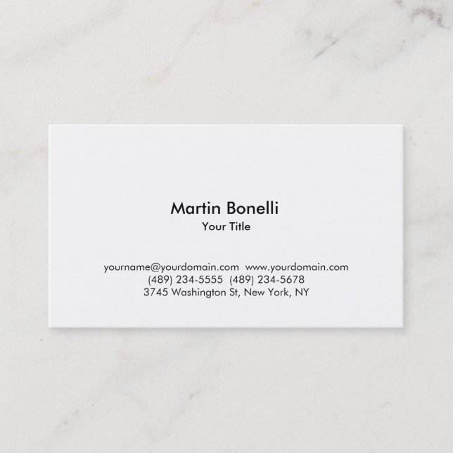 Moderna tarjeta profesional blanca simple (Anverso)