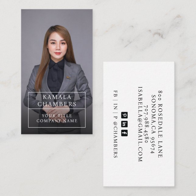 Moderna tarjeta profesional de negocios de fotogra (Anverso / Reverso)