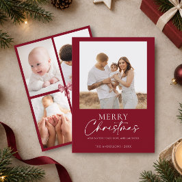 Moderna Tarjeta Roja de Navidad para Familias Eleg