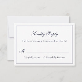 Moderna Tarjeta RSVP de Boda Sencilla Minimalista