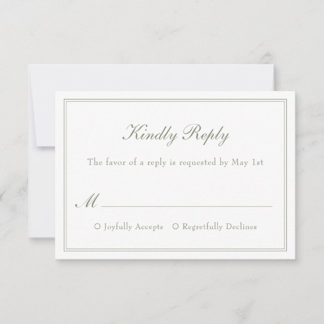 Moderna Tarjeta RSVP de Boda Sencilla Minimalista  (Anverso)