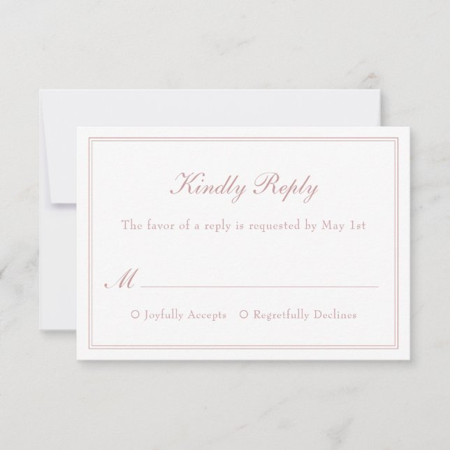 Moderna Tarjeta RSVP de Boda Sencilla Minimalista  (Anverso)