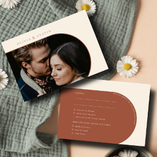 Moderna tarjeta RSVP de fotografía de arte de terr