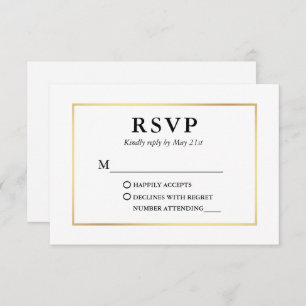 Moderna tarjeta RSVP de marco dorado negro elegant