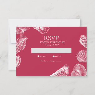 Moderna tarjeta Viva Magenta Beach Shell RSVP