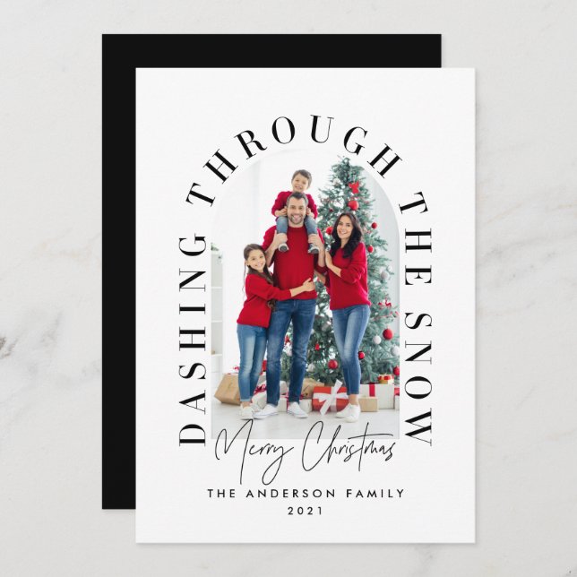 Moderna tipografía arco 1 foto Navidades negros (Anverso / Reverso)