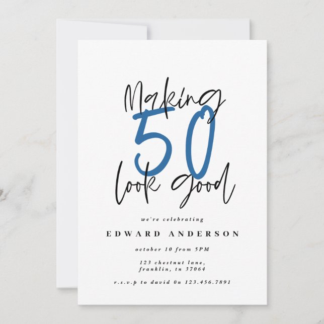 Moderna tipografía audaz 50 cumpleaños fiesta (Anverso)