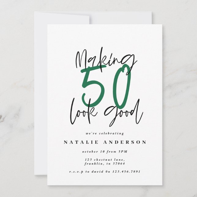 Moderna tipografía audaz 50 cumpleaños fiesta (Anverso)