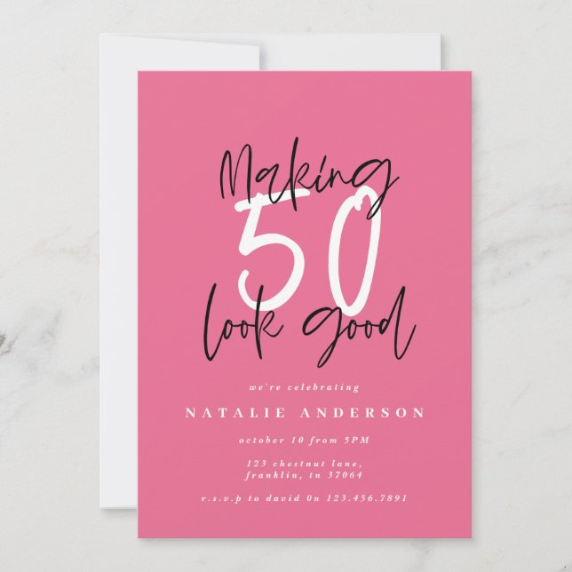 Moderna tipografía audaz 50 cumpleaños fiesta (Anverso)