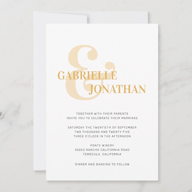 Moderna tipografía audaz invitación a la boda amar (Anverso)