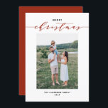 Moderna tipografía de mezcla rojo Feliz Navidad<br><div class="desc">Feliz Navidad! Enviar Navidades a la familia y amigos con esta tarjeta de Navidades moderna de personalizable. Presenta tipografía mixta con escritura elegante y tipografía simple. Personalice agregando nombres y una foto. Esta tarjeta de Navidades de fotos está disponible en otros materiales.</div>