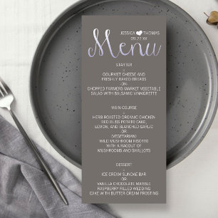Moderna Tipografía de Ombré Menú Boda morado y gri