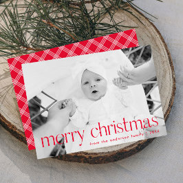 Moderna tipografía roja Feliz foto de Navidad