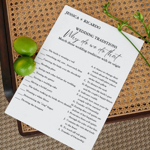 Moderna tradición Boda Tarjeta de juego para ducha