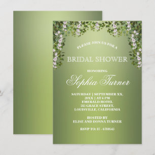 Moderna vegetación floral Bridal Shower Invitación