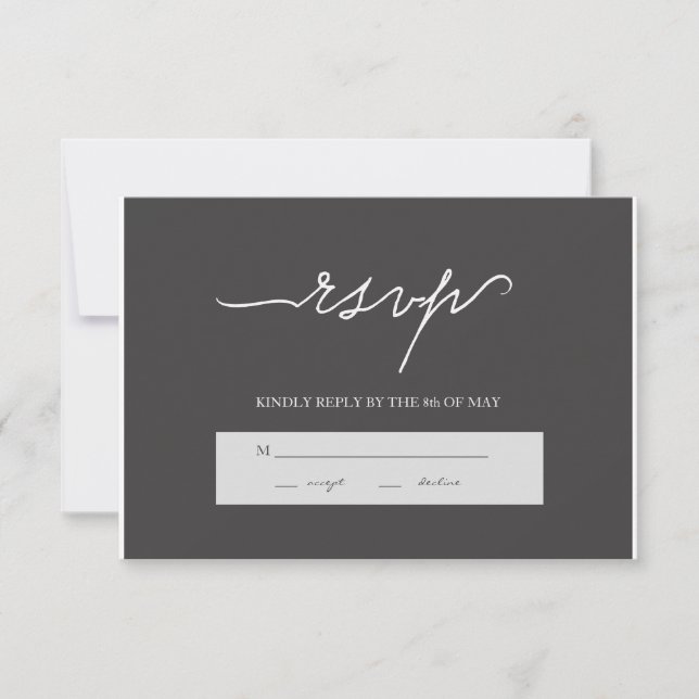 Moderna y elegante boda de carbón vegetal RSVP (Anverso)