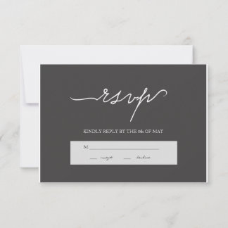 Moderna y elegante boda de carbón vegetal RSVP