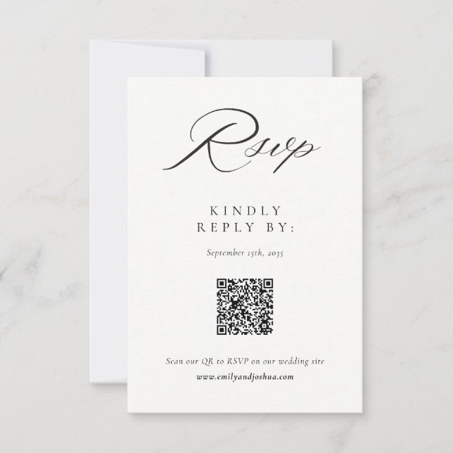Moderna y elegante boda de escritura RSVP (Anverso)