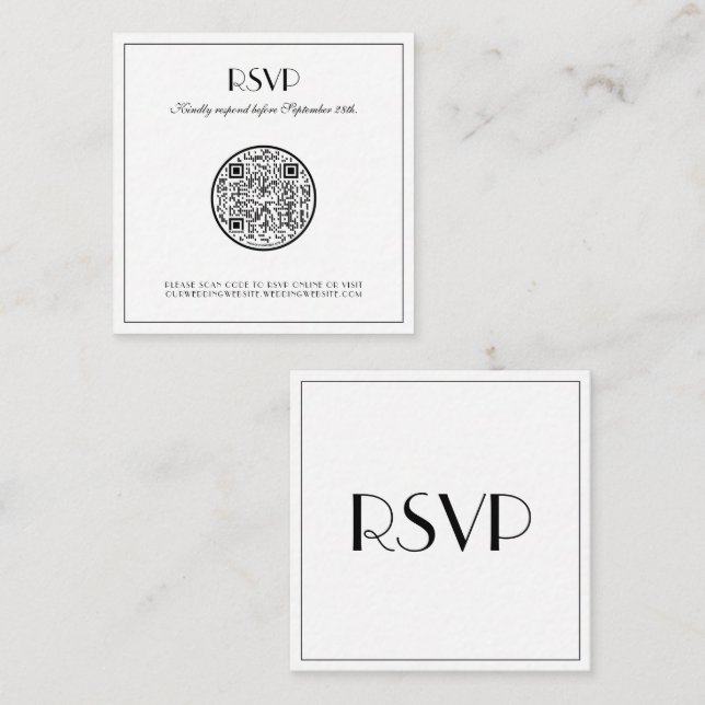 Moderna y elegante Boda elegante Nota RSVP grande (Anverso / Reverso)