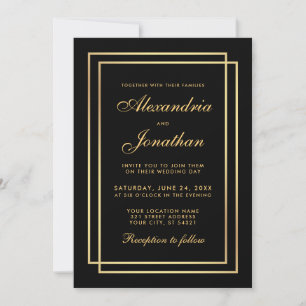 Moderna y elegante Boda Invitación dorada blanca