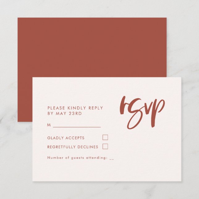 Moderna y elegante boda rosa nevada RSVP (Anverso / Reverso)