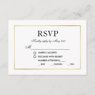 Moderna y elegante boda RSVP Negro y Blanco MB