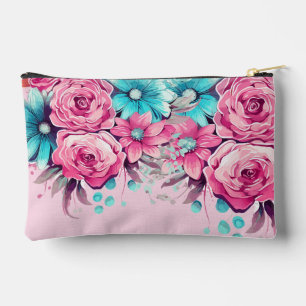 Moderna y elegante bolsa de accesorios florales ro
