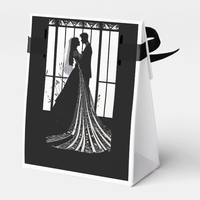 Moderna y elegante caja de favoritos de la boda bl (Reverso)