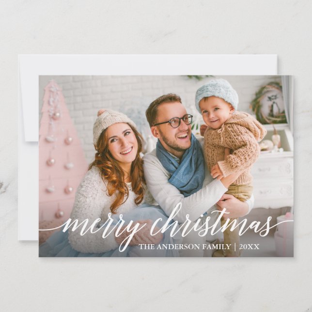 Moderna y elegante caligrafía Feliz Navidad (Anverso)
