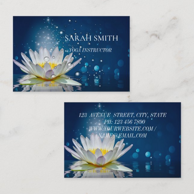 Moderna y elegante flor de loto Tarjeta de visita (Anverso / Reverso)