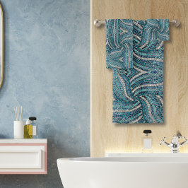 Moderna Y Elegante Girly Plata Turquesa Swirl Azul